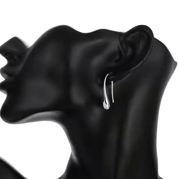 .925 Sterling Silver Copper Teardrop Huggie - Picture 3 of 5